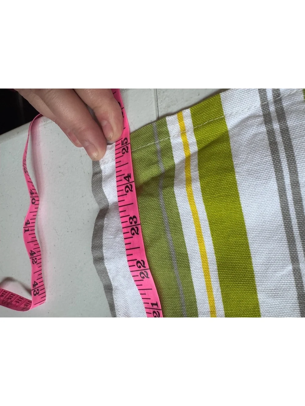 Set of 2 Embroidered Dream Kitchen Towels Green Yellow Gray Striped Floral 17x25
